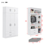 Cyprus Series 3 Door Tall Wardrobe with Drawers and Top Cabinet in Full White Colour