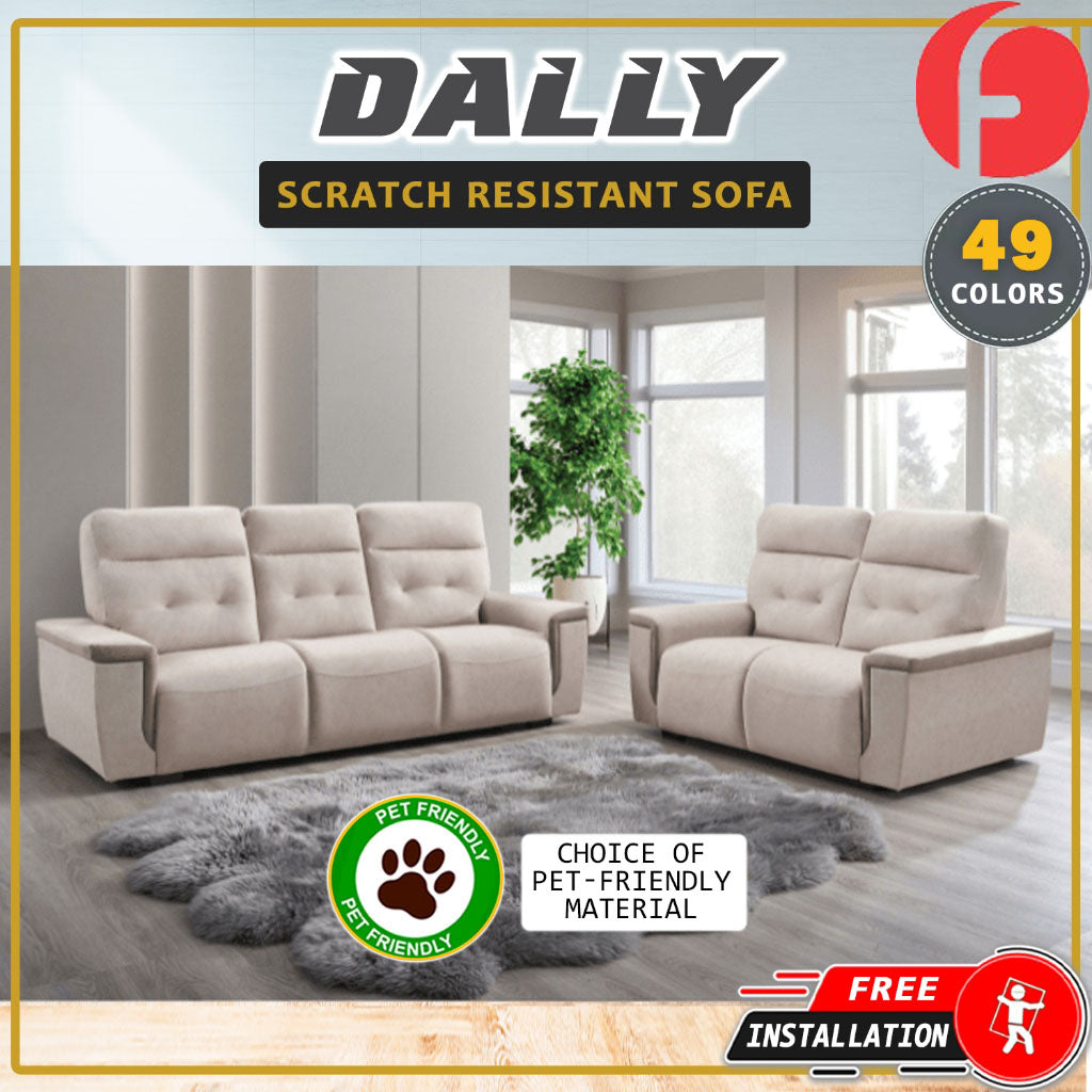 Dally High Back 2-Seater/3-Seater Sofa - w/ Pet Friendly Scratch Resistant Material Options