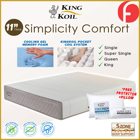 Image of King Koil Simplicity COMFORT 11" Mattress Flax Linen Collection - w/ Pillow