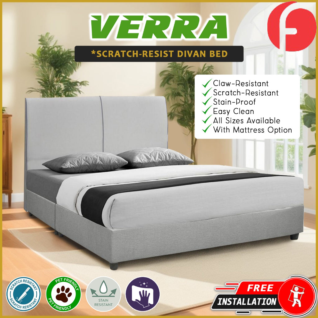 Verra Divan Bed Frame with Mattress - PetFriendly Scratch-resistant Option / All Sizes