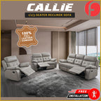 Callie 1/2/3-Seater Full Leather Cowhide Sofa All Seat Recliner in Grey Colour