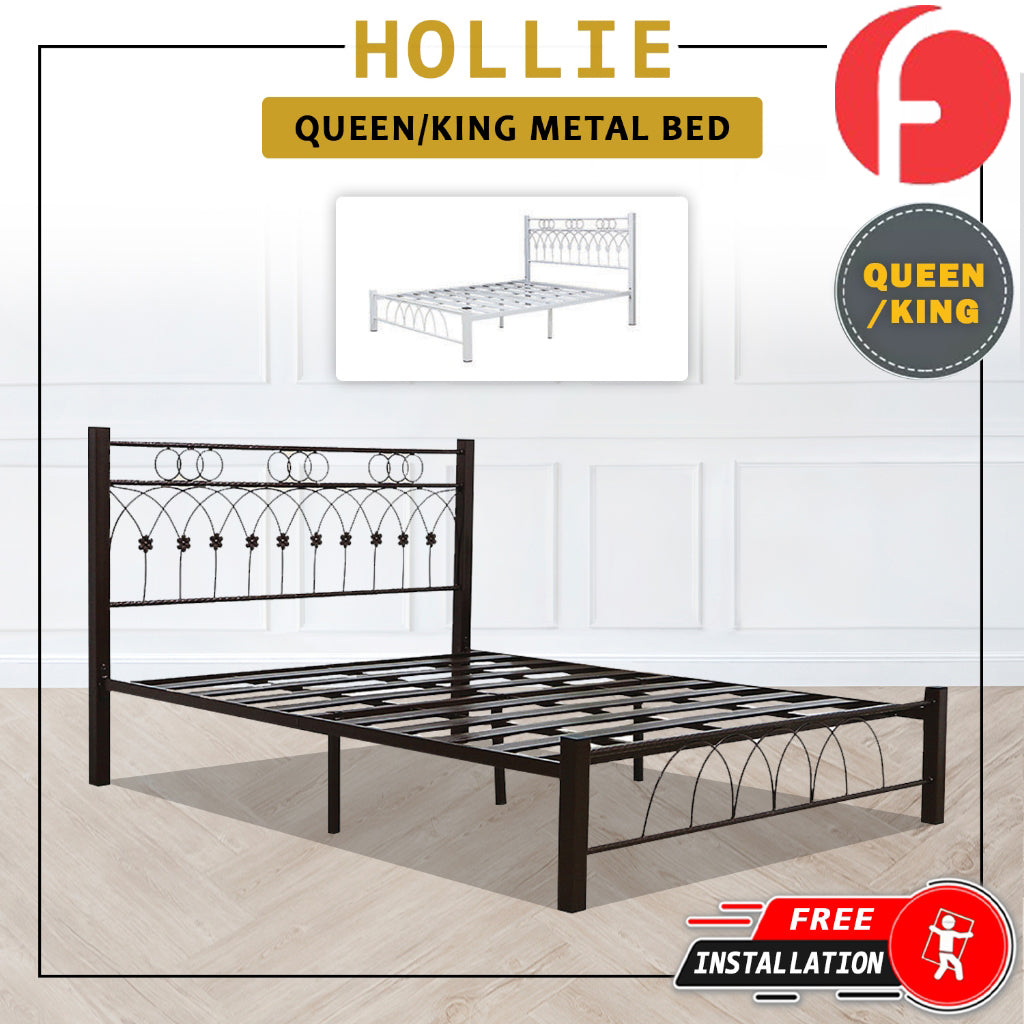 Hollie  Queen/King Size Metal Bed Frame Copper or White Colour - w/ Mattress Option