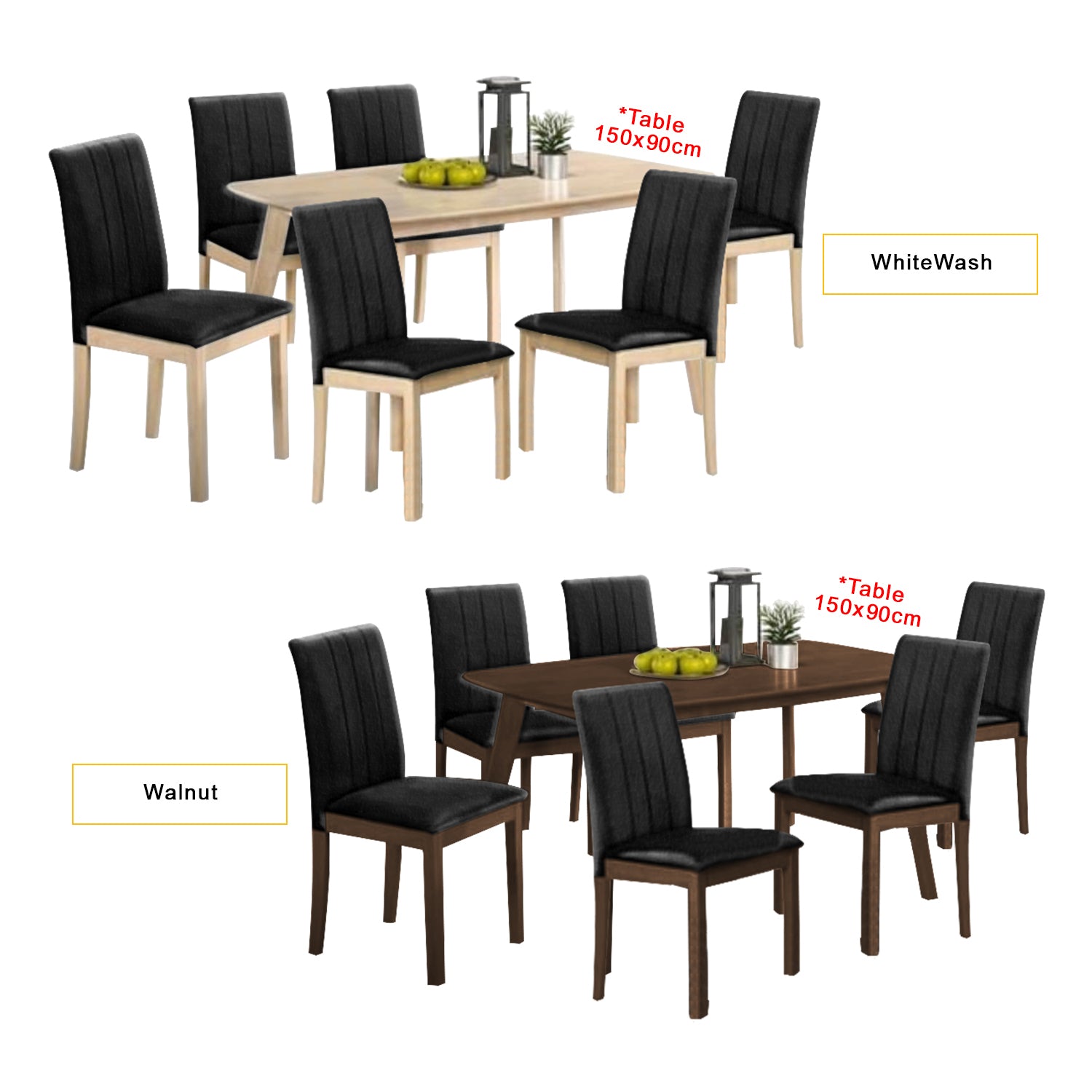 Hilda Solid Wood Dining Set Table with PU Leather Chair and Bench in 2 Colours