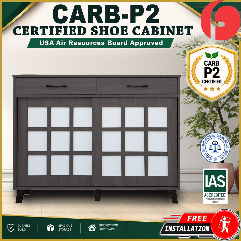 Keiko Japanese Sliding Door Shoe Cabinet CARB-P2 Certified Board in 2 Colours