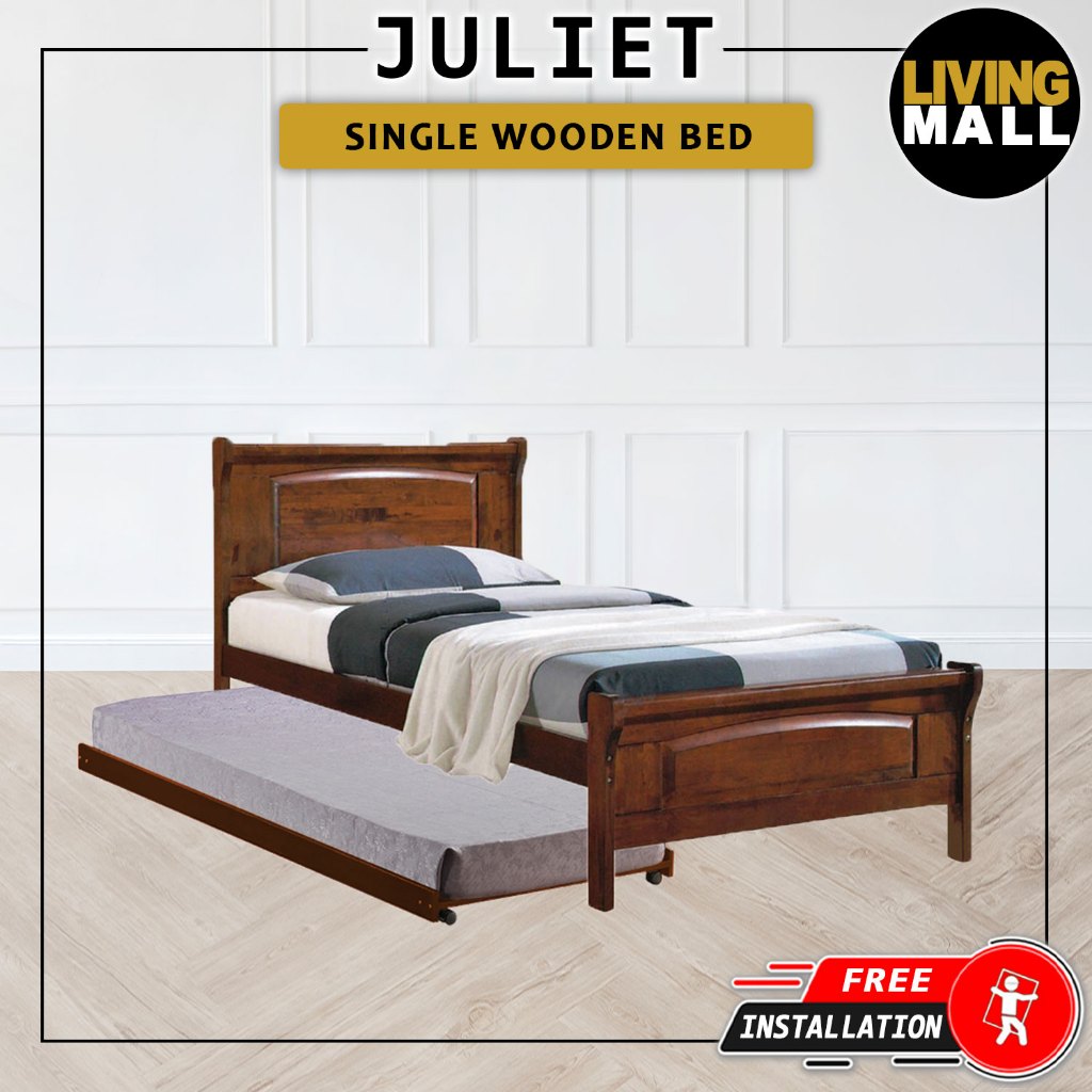 Juliet Single Pull-Out Bedframe Solid Wood Slatted Base  - w/ Mattress Option