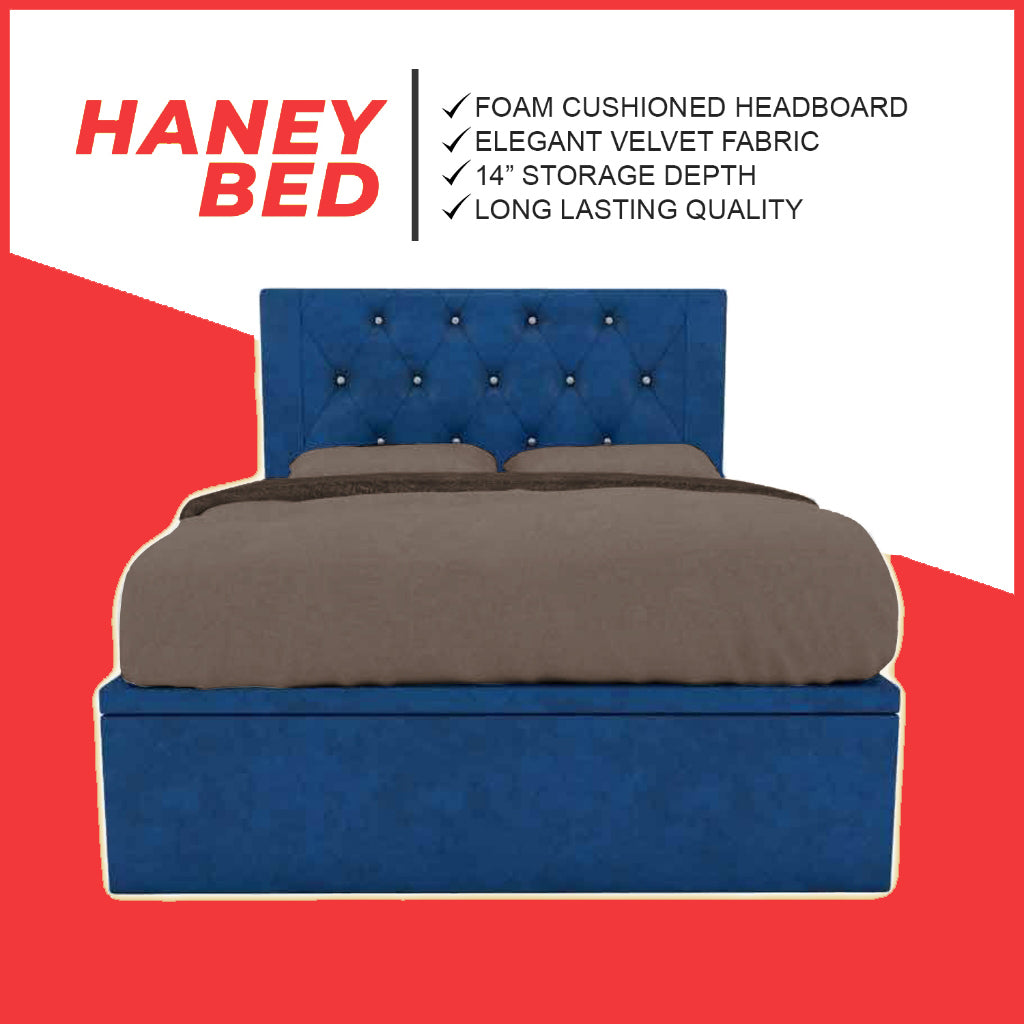 DR CHIRO Haney 16" SBD Storage Bed Velvet Fabric in 3 Colours - With Mattress Add-On