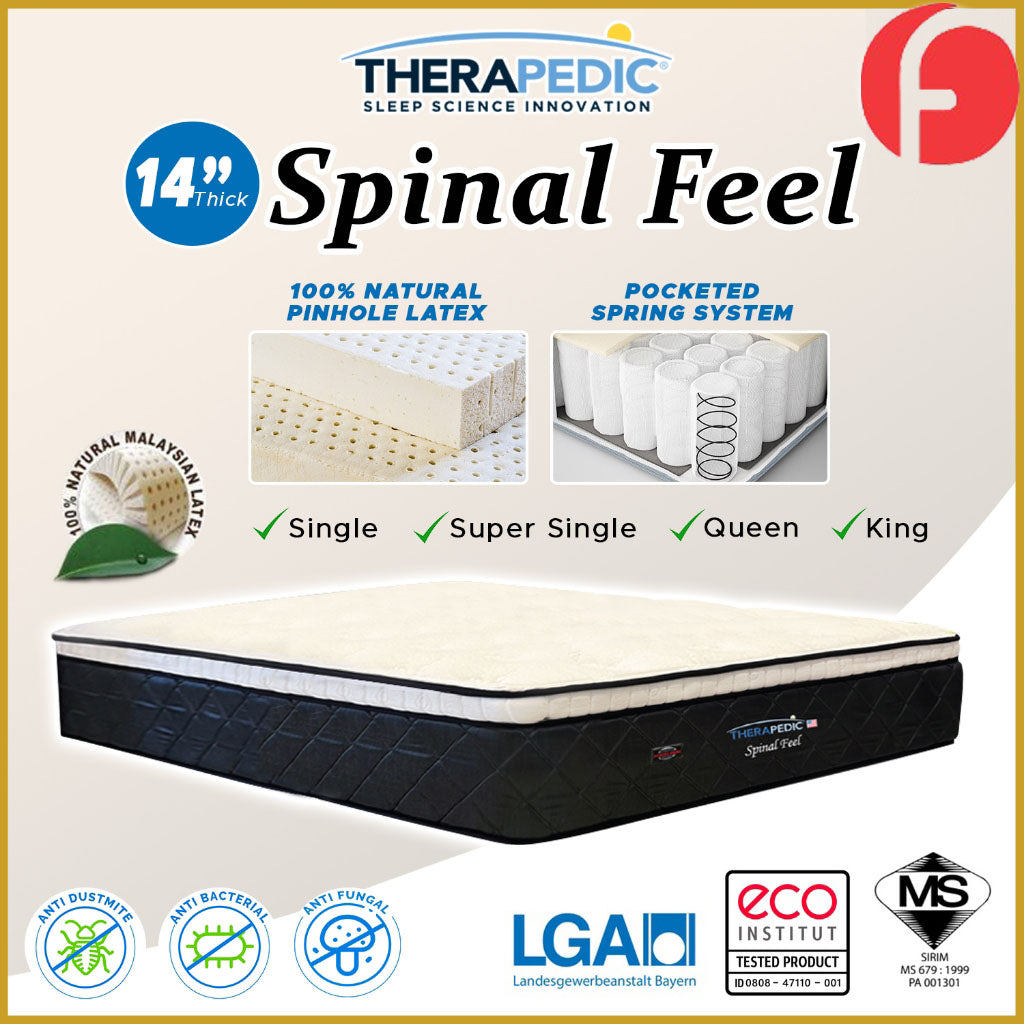 Therapedic Spinal Feel 14" Mattress Pocketed Spring w/ Natural Latex- All Sizes