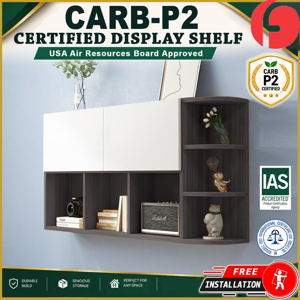 Inari Floating Display Shelf hanging Cabinet CARB-P2 Certified Board in 2 Colours