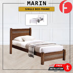 Marin Single Pull-Out Bedframe MDF + Veneer Solid Wood Slatted Base  - w/ Mattress Option