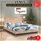 Venus Wooden Bedframe Queen/King Size In 2 Colours with Mattress Option - Solid Wood