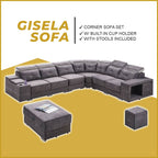 Gisela Corner Set Sofa Pet Friendly Fabric and Leather Colour