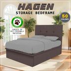 Hagen 16" Depth Storage Bedframe w/ Mattress PetFriendly Scratch Resistant Option - All Sizes