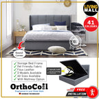 OrthoCoil Vannes Storage Bed Frame Pet Friendly Fabric/Faux Leather - With Mattress Option