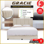 Gracie Divan Bed Frame with Foam Padded Headboard w/ Mattress - All Sizes Available