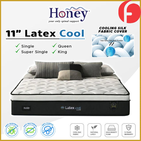 Image of Honey Latex Cool 11" Natural Latex Cooling Silk Mattress - All Sizes Available