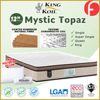 King Koil Mystic Topaz 12" Mattress Chiropractic Coil - Bundle w/ Pillow - All Sizes