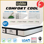 MyLatex 12" Comfort Cool Mattress Pocket Spring w/ Latex Layers - All Sizes Available