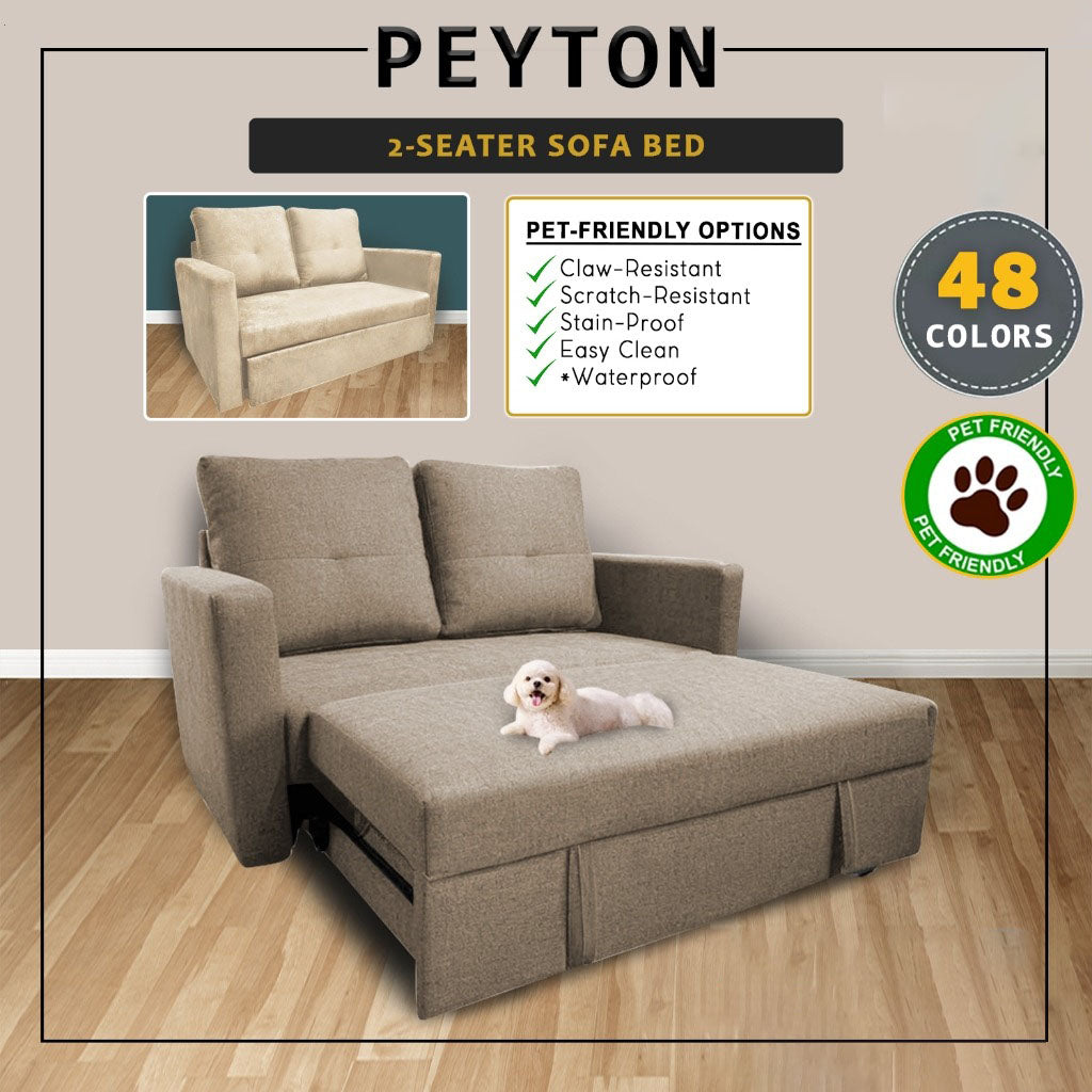 Peyton 2-Seater Sofa Bed High Density Comfortable with PetFriendly Options in 48 Colours