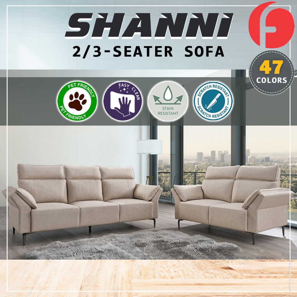 Shanni Series 2/3-Seater Sofa Pocket Spring in 47 Colour - w/ PetFriendly Fabric Option