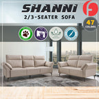 Shanni Series 2/3-Seater Sofa Pocket Spring in 47 Colour - w/ PetFriendly Fabric Option