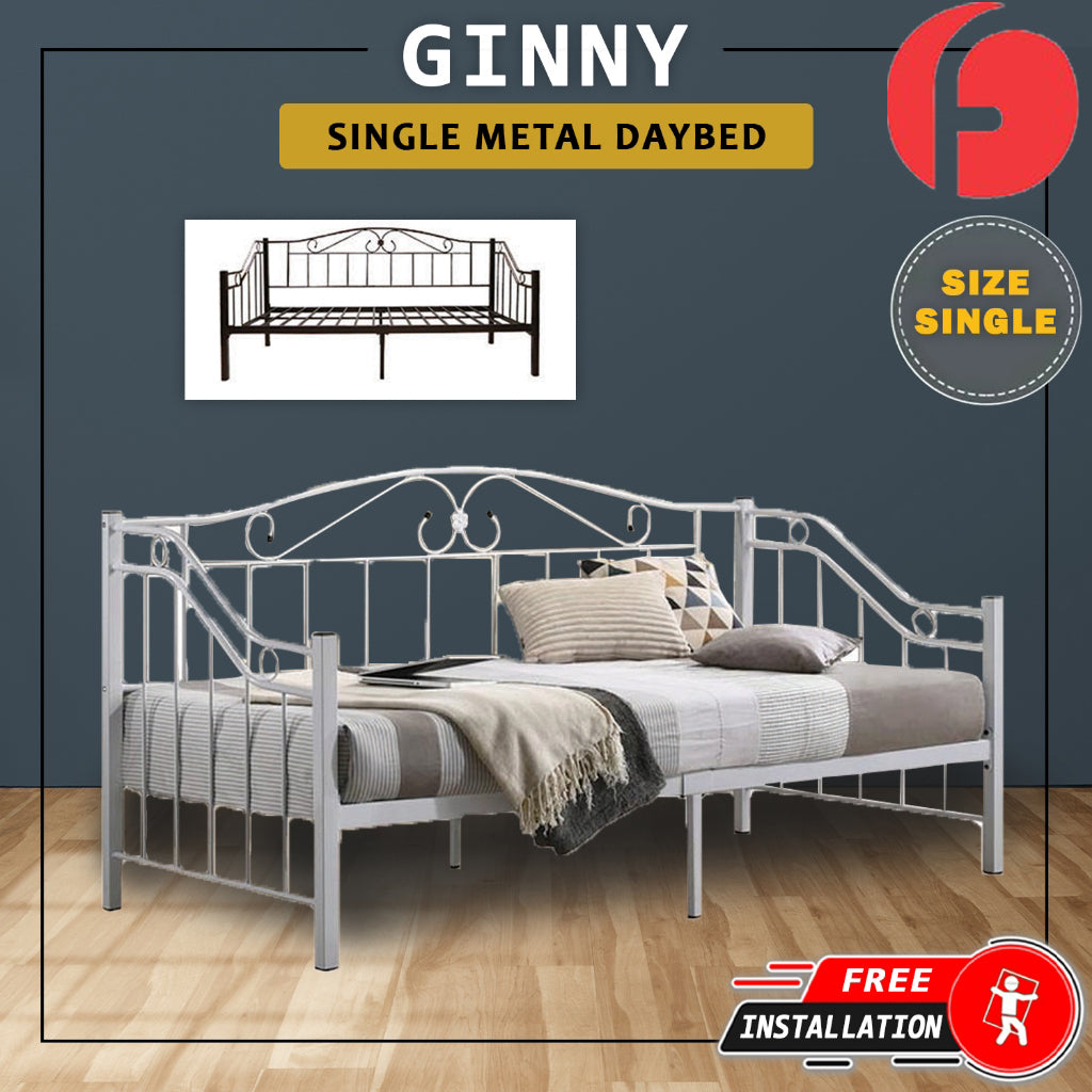 Ginny Single Metal Daybed Bed Frame Copper or White Colour - w/ Mattress Option