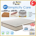 King Koil Simplicity CARE 12" Mattress Flax Linen Collection - w/ Pillow - All Sizes