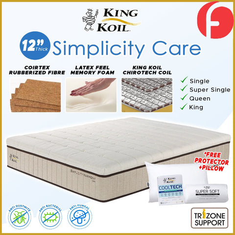 Image of King Koil Simplicity CARE 12" Mattress Flax Linen Collection - w/ Pillow - All Sizes