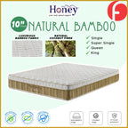 Honey Natural Bamboo 10" Natural Coconut Fibre Bamboo Fabric Mattress - All Sizes