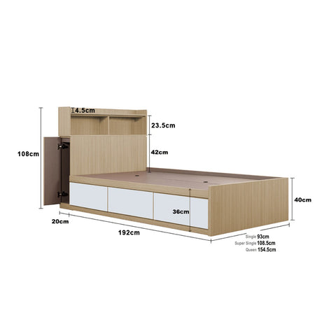 Image of Talin Drawers Storage Bed Frame / Fully Laminated Eco Board with Headboard in 6 Colour Options