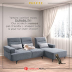 Puffie Pet-Friendly L-shaped Pushback Sofa Pocketed Spring Seat in Grey Colour