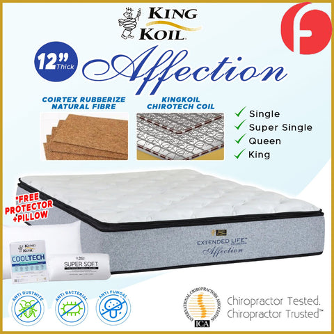 Image of King Koil Affection 12" Mattress Extended Life Collection - w/ Pillow - All Sizes