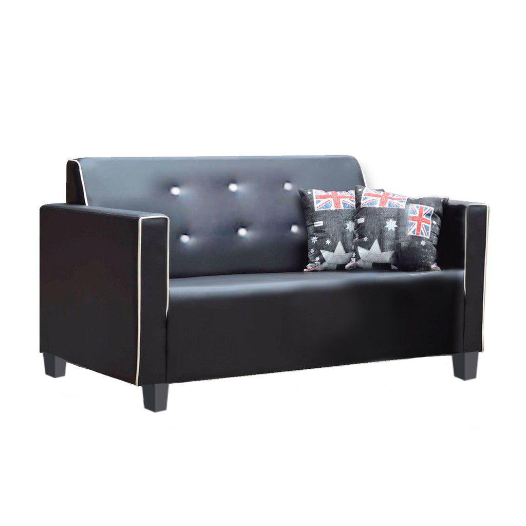 Onana Faux Leather Sofa with Ottoman In Black, Beige, And Brown