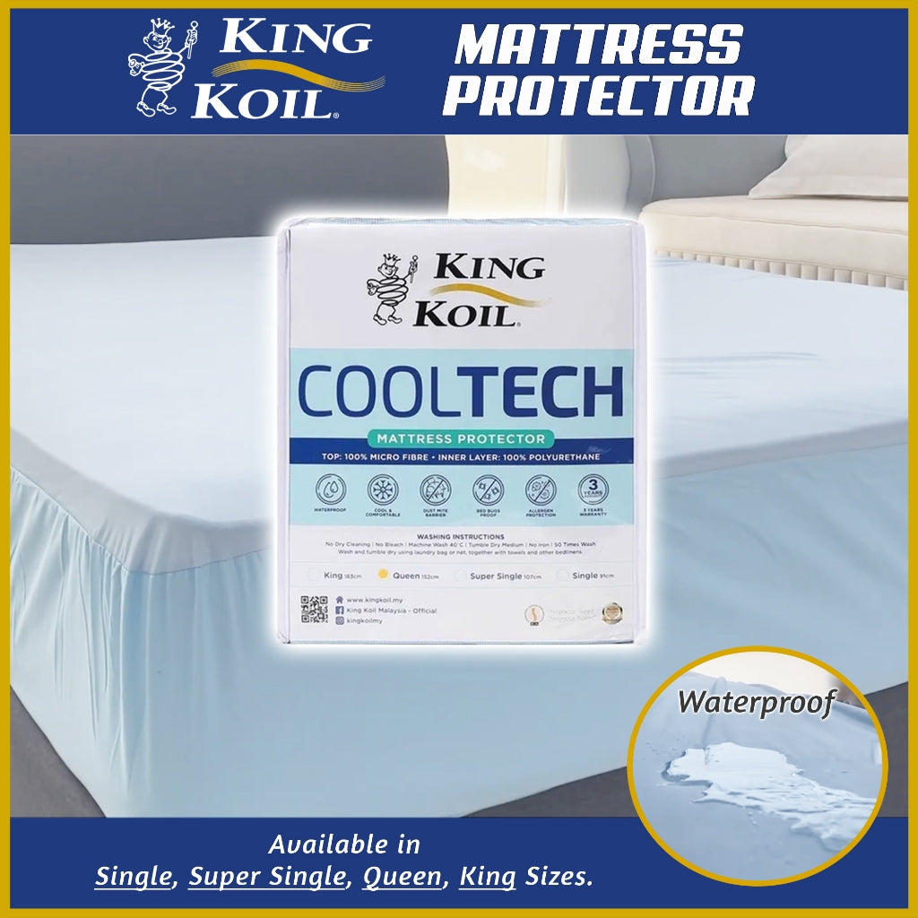 King Koil Cooltech Mattress Protector Waterproof Garterized Mattress Topper - All Size