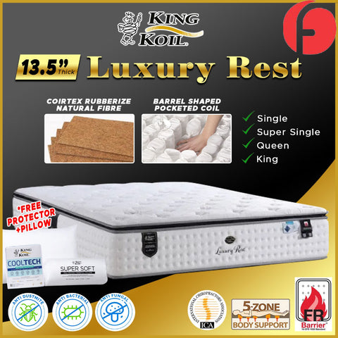 Image of King Koil Luxury REST 13.5" Mattress Luxury Hotel Collection 3.0 - w/ Pillow - All Sizes
