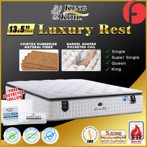 King Koil Luxury REST 13.5" Mattress Luxury Hotel Collection 3.0 - w/ Pillow - All Sizes