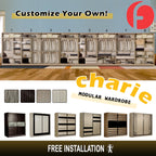 Charie Series 5FT/6FT/8FT Customizable Sliding Door Modular Wardrobe in 6 Designs