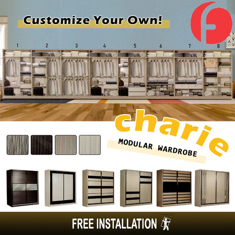 Image of Charie Series 5FT/6FT/8FT Customizable Sliding Door Modular Wardrobe in 6 Designs