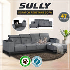 Sully 3/4-Seater L-Shaped Sofa with Storage w/ Scratch Resistant Pet-Friendly Option