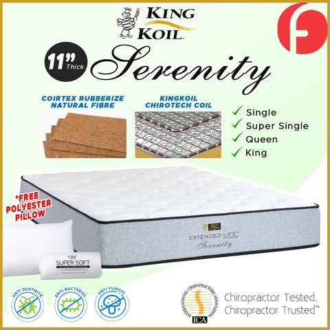 Image of King Koil Serenity 11" Mattress Extended Life Collection - w/ Pillow - All Sizes