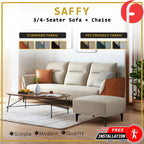 Saffy Fabric 3-Seater / 4-Seater Sofa with Ottoman w/ Pet-Friendly Option