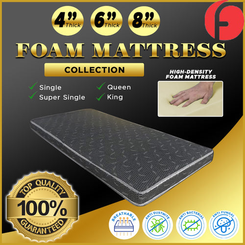 4"/6"/8" Comfort Foam Mattress High Density Foam Premium Quilt - All Sizes Available