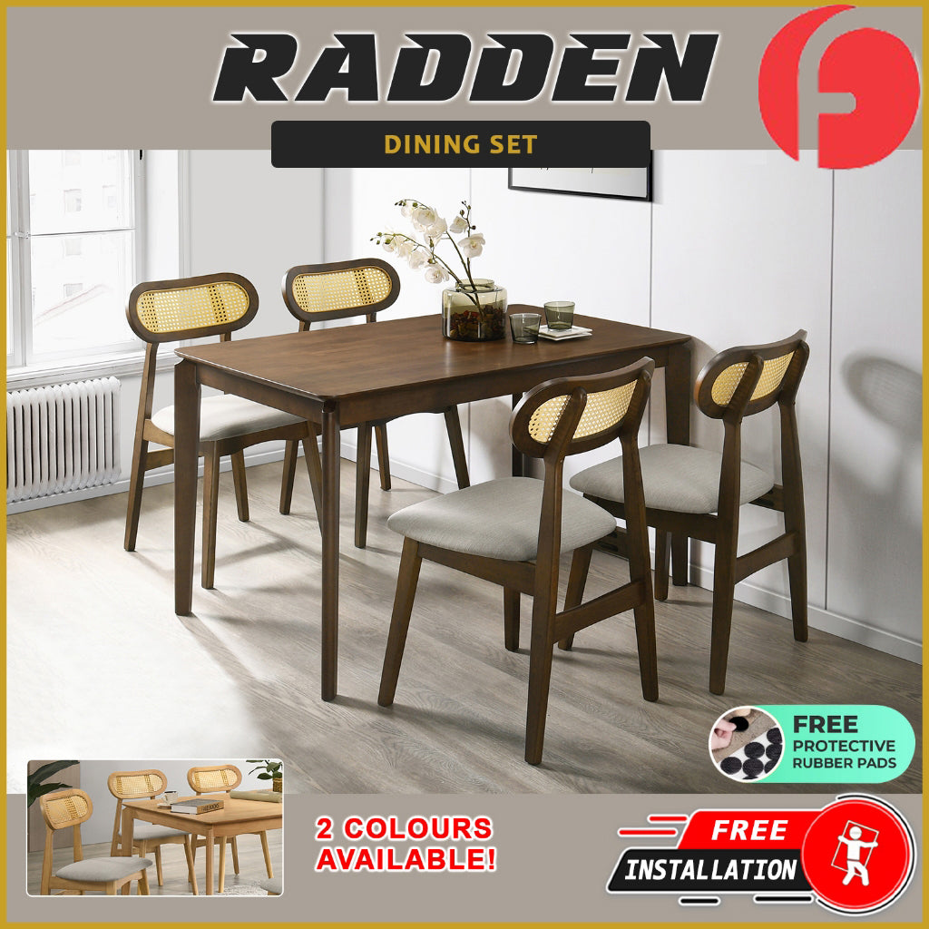 Radden 4/6 Seater Dining Set w/ Table, Chair & Bench Solid Rubber Wood in 2 Colours