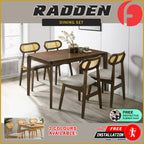 Radden 4/6 Seater Dining Set w/ Table, Chair & Bench Solid Rubber Wood in 2 Colours