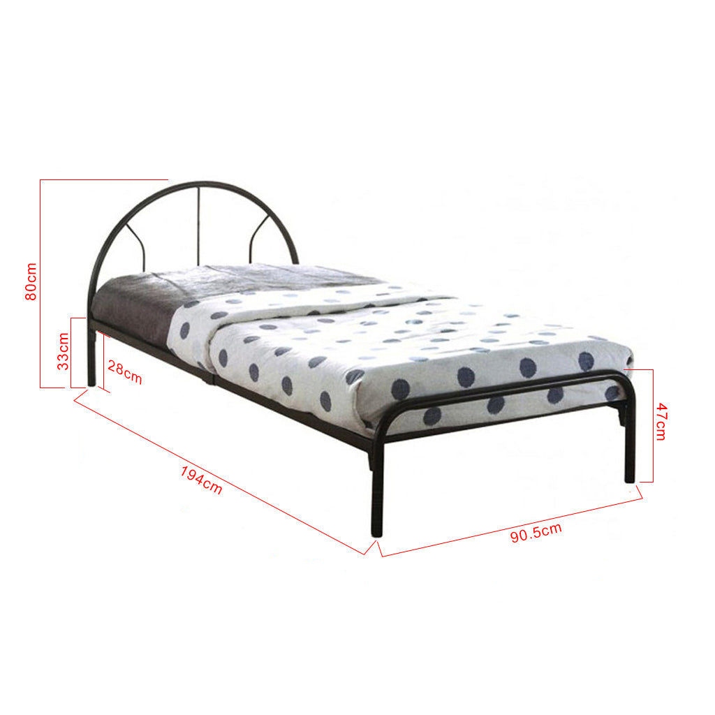 Pegus Metal Bed Frame With 4" Foam Mattress In Single Size