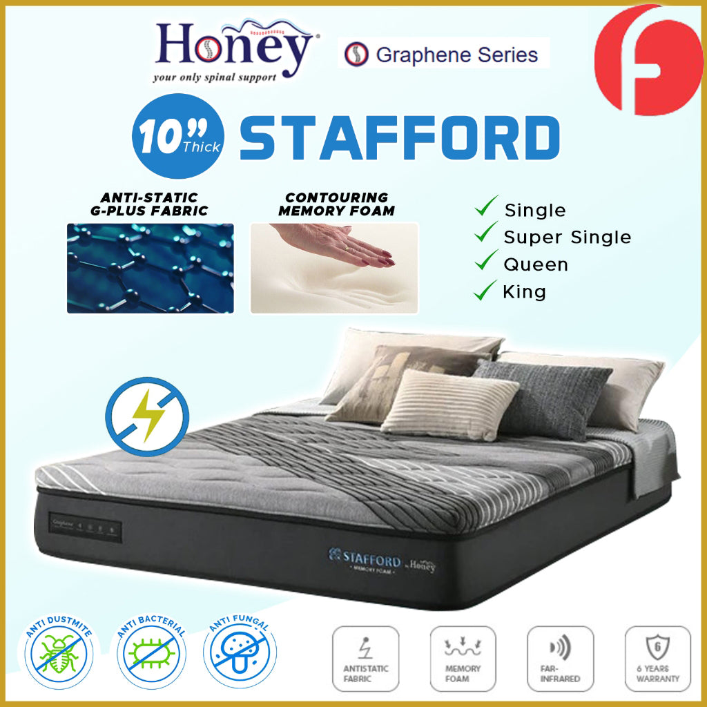 Honey Stafford 10" Graphene Series Memory Foam Anti-Static Mattress - All Sizes