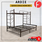 Ardie Queen+Single Size Metal Bunk Bed Frame in Copper Colour - w/ Mattress Option
