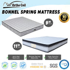 Ortho Coil 9"/11" Bonnel Spring Mattress Euro Supreme & Hotel Premier - All Sizes