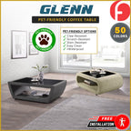 Glenn Coffee Table with Glass Top PetFriendly Fabric/Leather Scratch-Resistant Options