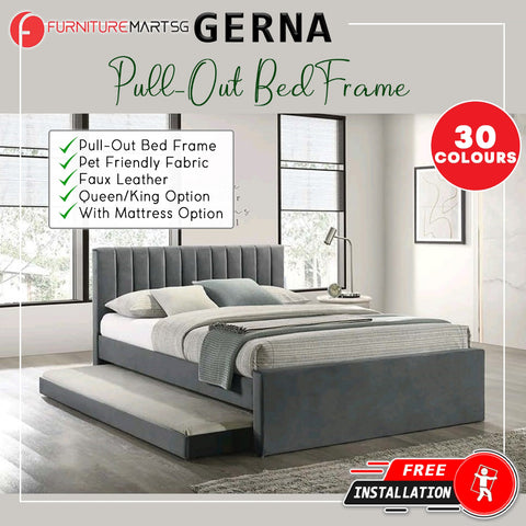 Image of DR Chiro Gerna Queen/King Leather/Pet-Friendly Fabric Pull-Out Bed Frame in 30 Colors