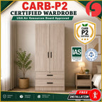 KENNA 2 Open Door CARB-P2 Certified Board Wardrobe With 2 Drawers - Free Installation
